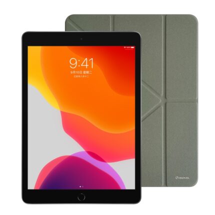 GNOVEL 素色含筆槽 2021 iPad 9 (10.2 吋) 多角度平板保護殼, 綠