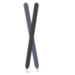 AHAStyle 莫蘭迪色系 2入 Apple Pencil Pro 矽膠筆套, 黑/午夜藍