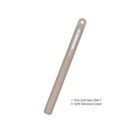 AHAStyle 皮革紋 Apple Pencil 2代 矽膠收納筆套, 淺褐色