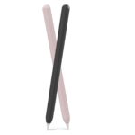 AHAStyle 莫蘭迪色系 2入 Apple Pencil Pro 矽膠筆套, 黑/粉