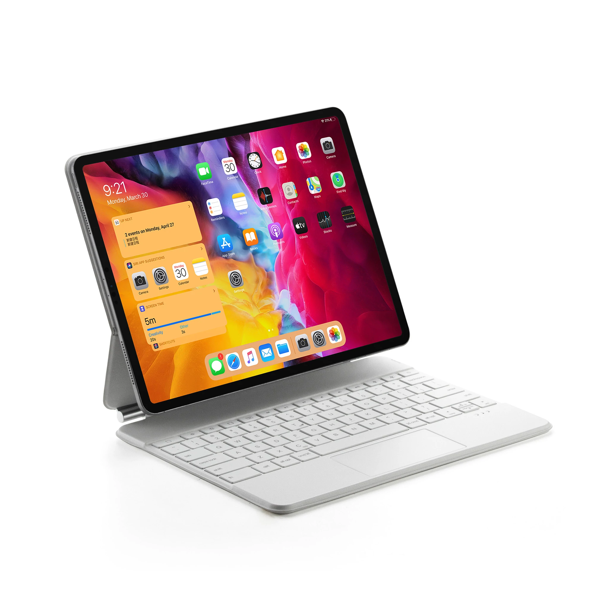 doqo 4 巧控磁吸式 2022 iPad Pro 12.9吋 6代 鍵盤保護殼, 白