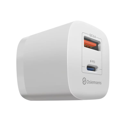 Osiemsens 33W mini GaN 氮化鎵 33W PD/QC 雙孔快速充電器, 白