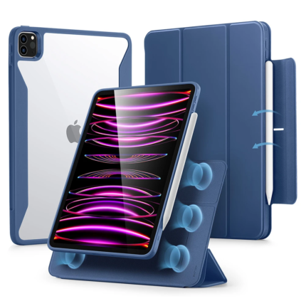 ESR 億色 優觸巧拼 iPad Pro 12.9 吋 (第 6 代，2022，M2) 可拆式含磁扣平板保護套, 水手藍