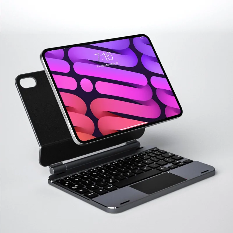 doqo 巧控磁吸式 iPad mini 8.3 吋 (第 7 代,2024) 鍵盤保護殼 - 繁體, 太空灰
