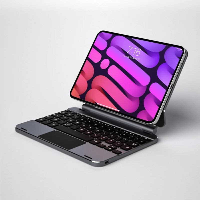 doqo 巧控磁吸式 iPad mini 8.3 吋 (第 7 代,2024) 鍵盤保護殼 - 繁體, 太空灰