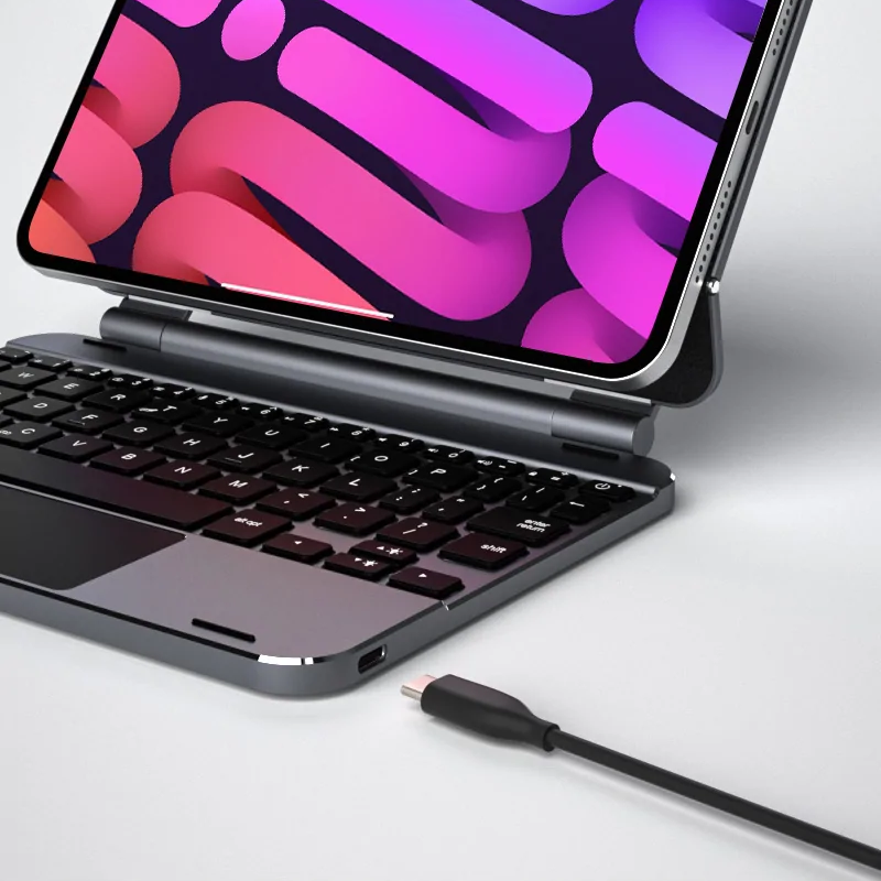doqo 巧控磁吸式 iPad mini 8.3 吋 (第 7 代,2024) 鍵盤保護殼 - 繁體, 太空灰