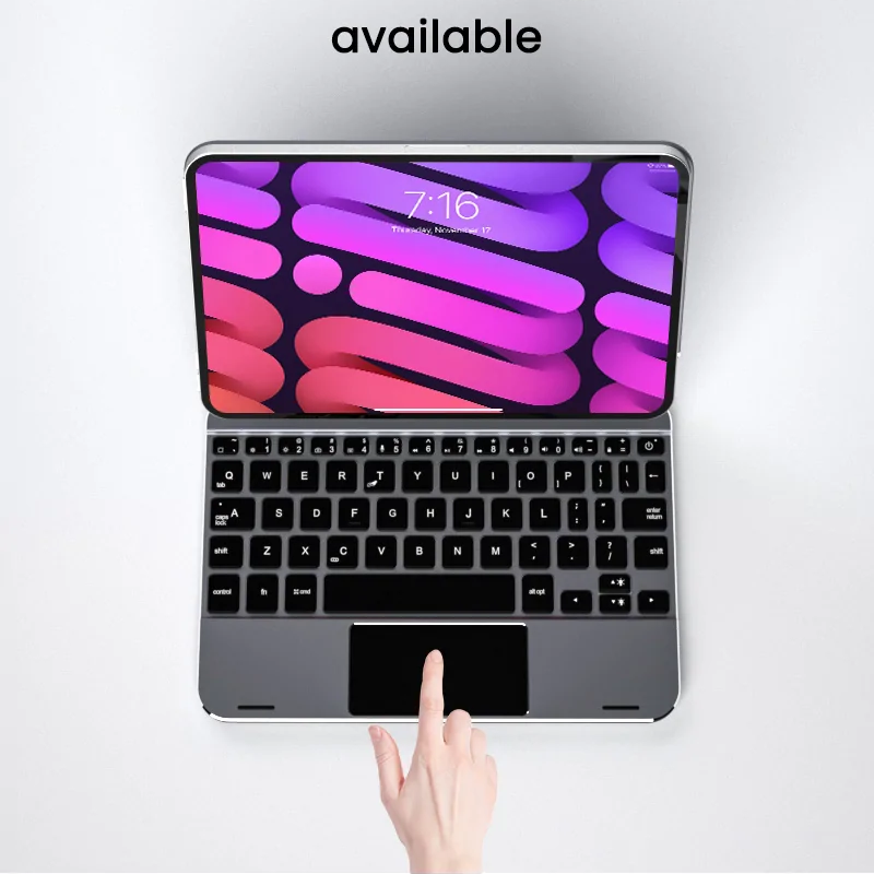 doqo 巧控磁吸式 iPad mini 8.3 吋 (第 7 代,2024) 鍵盤保護殼 - 繁體, 太空灰