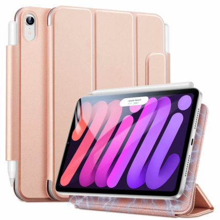 ESR 億色 優觸聰穎雙面夾 iPad mini 8.3 吋 (第 6 代，2021) 含磁扣平板保護套, 玫瑰金