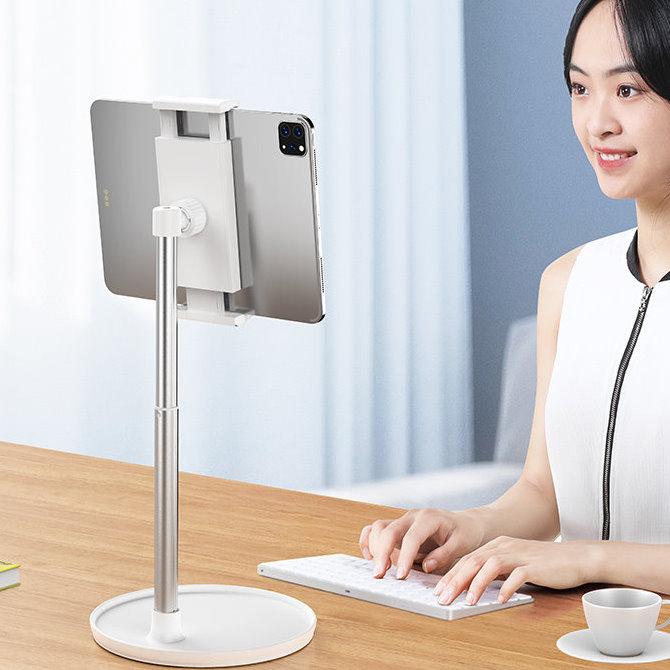 JOPREE X18 夾式高度可伸縮 12.9吋 以下通用 iPad 桌面支架, 白