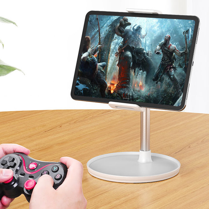 JOPREE X18 夾式高度可伸縮 12.9吋 以下通用 iPad 桌面支架, 白