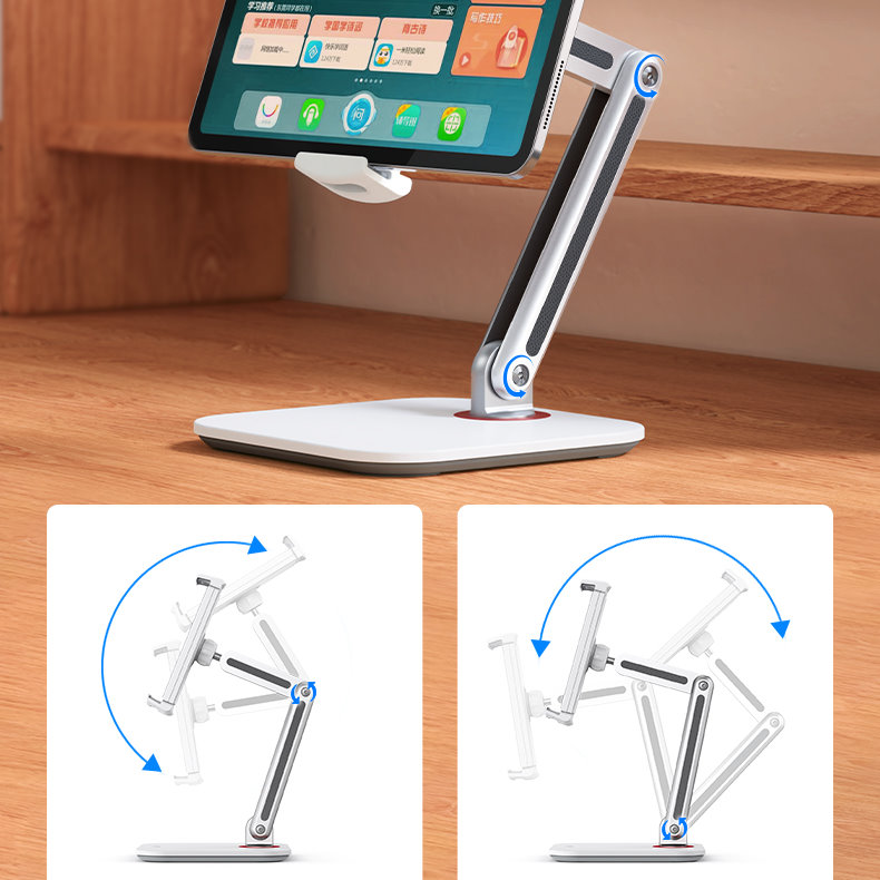 JOPREE X38 夾式雙軸可調整 12.9吋 以下通用 iPad 桌面支架, 黑