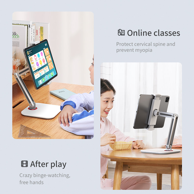 JOPREE X38 夾式雙軸可調整 12.9吋 以下通用 iPad 桌面支架, 黑