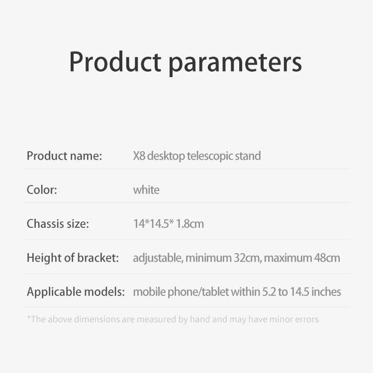 JOPREE X8 夾式高度可伸縮 12.9吋 以下通用 iPad 桌面支架, 白