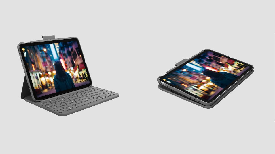 Logitech 羅技 SLIM FOLIO iPad 10.9 吋 (第 10 代,2022) 鍵盤保護殼 - 英文, 灰