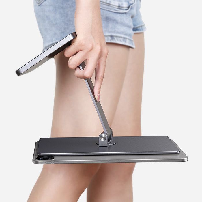 JOPREE X53 磁吸式 2024 iPad Air 6 (11 吋, M2) 金屬桌面支架, 太空灰