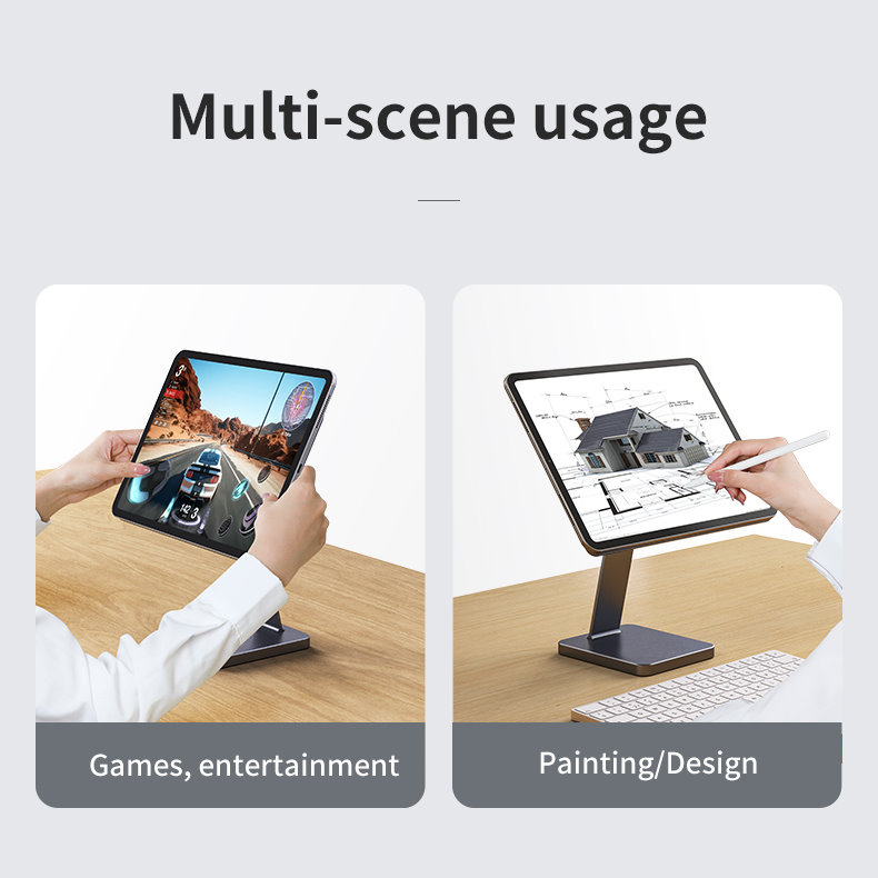 JOPREE X53 磁吸式 2024 iPad Air 6 (11 吋, M2) 金屬桌面支架, 太空灰