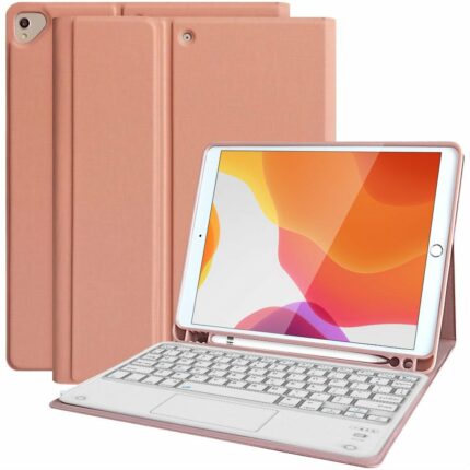 MLTIX 觸控板聰穎鍵盤 2021 iPad 9 (10.2 吋) 含筆槽保護殼 - 繁體, 香檳