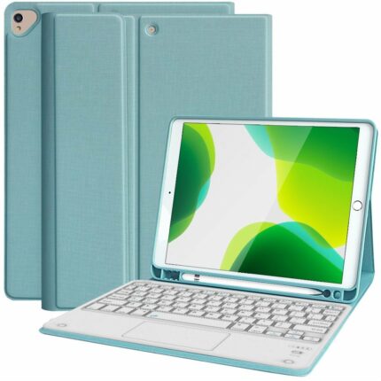 MLTIX 觸控板聰穎鍵盤 2017 iPad Pro 10.5 吋  含筆槽保護殼 - 繁體, 湖水綠