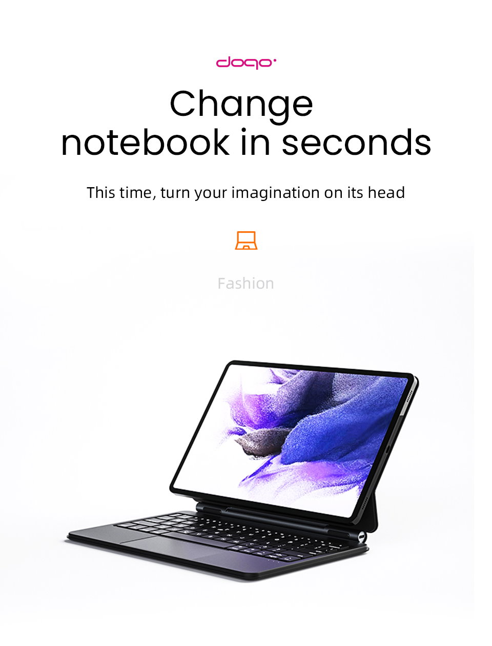doqo 磁吸式 Galaxy Tab S9 FE (10.9 吋,2023) 巧控鍵盤保護套 - 繁體, 白