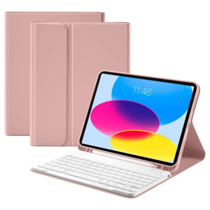 MLTIX 聰穎鍵盤 2019 iPad 7 (10.2 吋) 含筆槽保護殼 - 繁體, 粉色