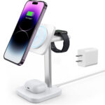 ESR 億色 置簡 3 in 1 iPhone 12 以上 MagSafe 磁吸無線充電桌面支架, 白