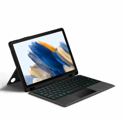 MLTIX 可直立多角度 2022 Galaxy Tab A8 (10.5 吋) 含筆槽鍵盤保護殼 - 繁體, 黑