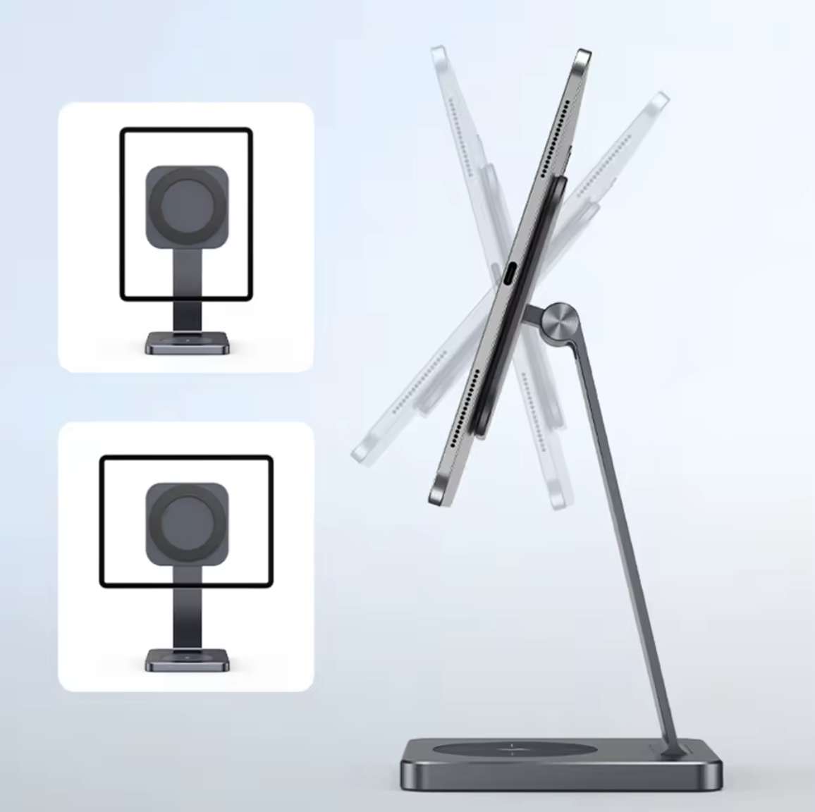 JOPREE X48 Pro 磁吸式 12.9吋 以下通用 iPad 金屬桌面支架, 太空灰