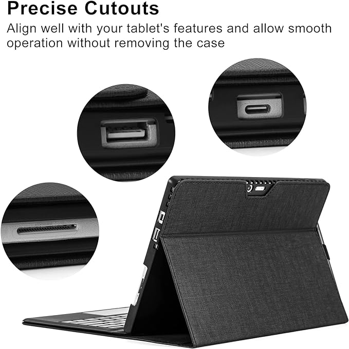 MLTIX 微軟 2018 Surface Go (10.5 吋) 鍵盤皮革保護套, 黑