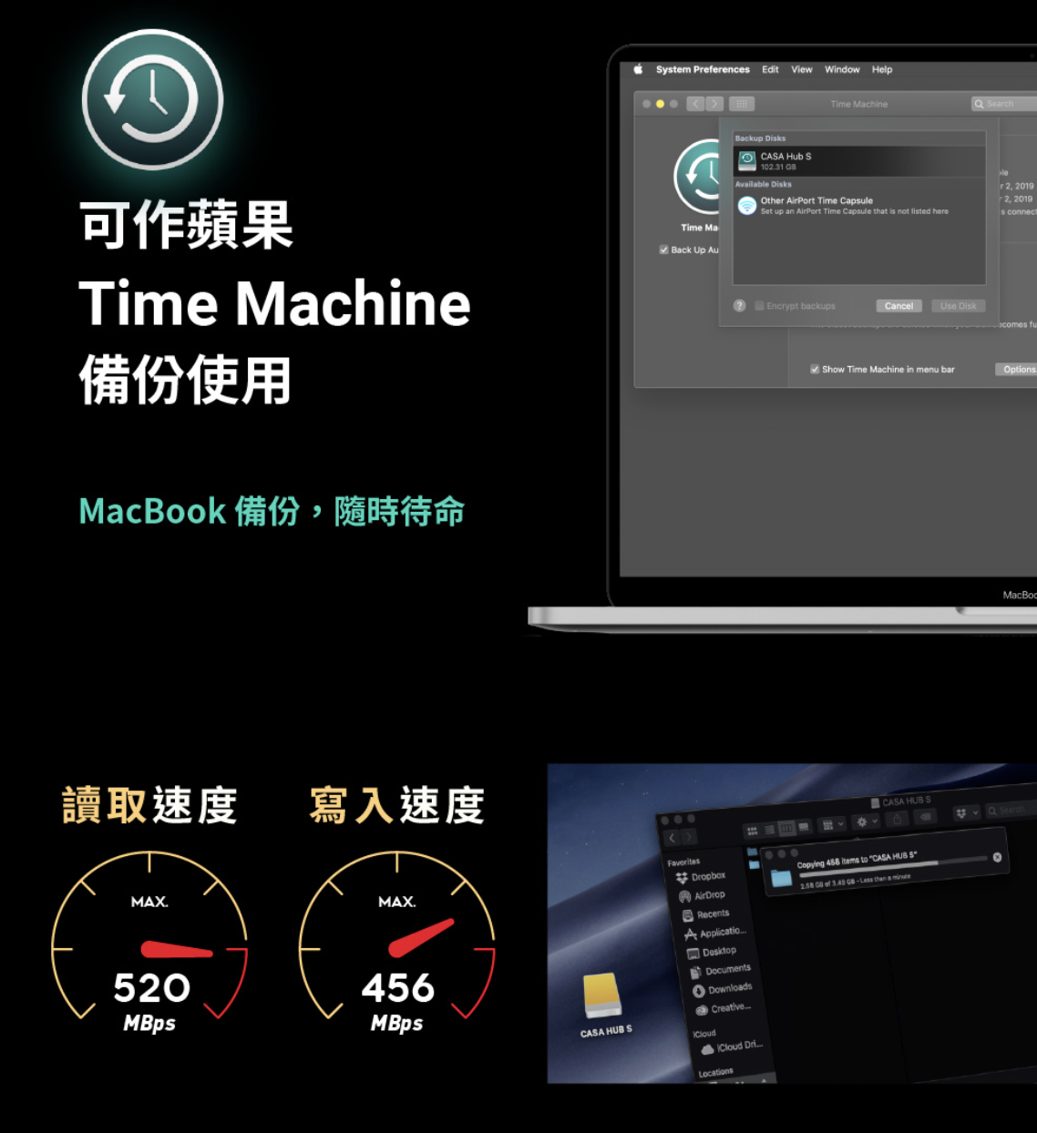 ADAM 亞果元素 HUB S 支援 USB-C 五合一 240GB 外接 SSD 固態硬碟集線器, 太空灰