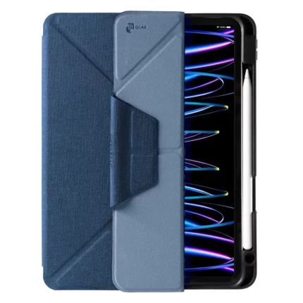 JTLEGEND AMOS 布紋 2024 iPad Air 6 (11 吋, M2) 含筆槽支架保護套, 海軍藍