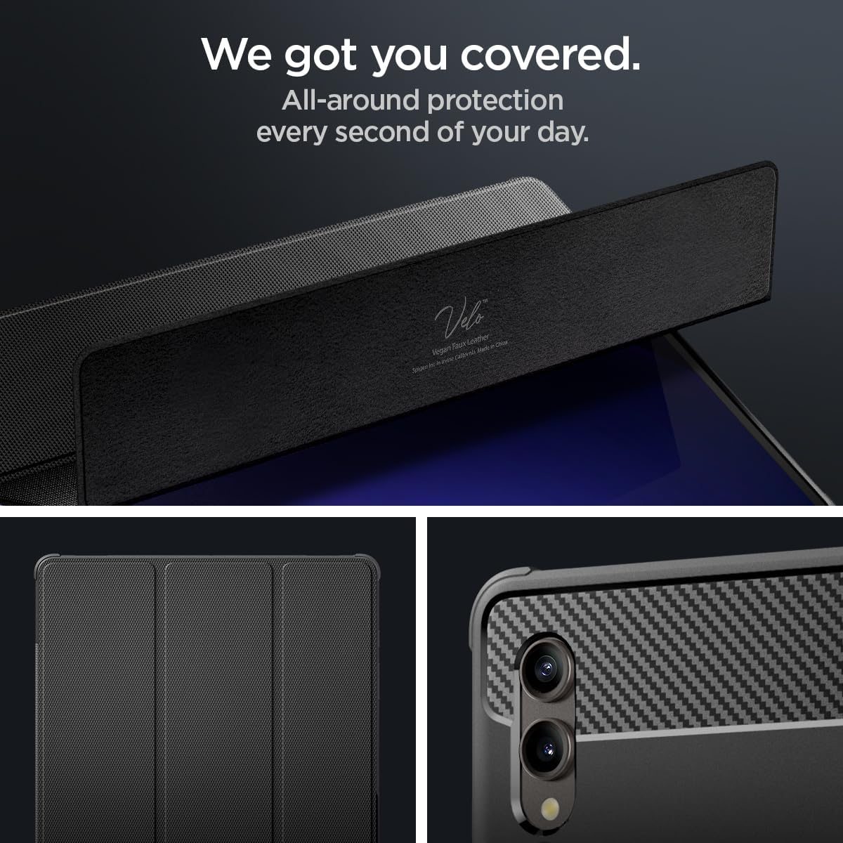 Spigen Rugged Armor Pro Galaxy Tab S9 FE (10.9 吋,2023) 軍規防摔保護殼, 黑