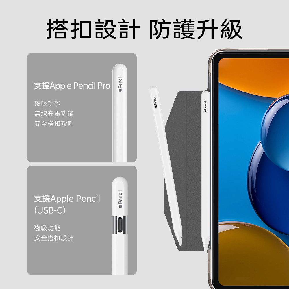 ESR 悅色全透 2024 iPad Air 6 (11 吋, M2) 含磁扣平板保護套, 軍綠