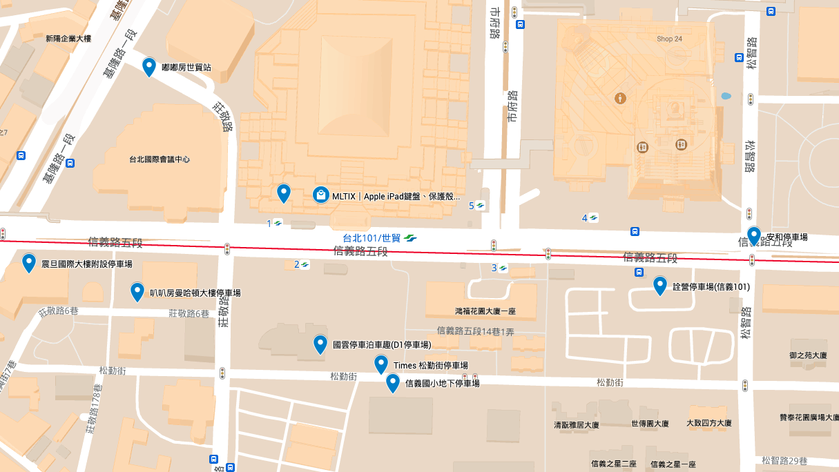 MLTIX 台北信義體驗門市-停車資訊圖