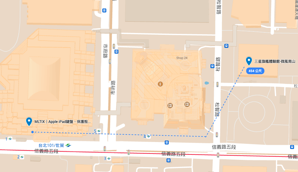 Samsung 微風南山體驗門市步行至MLTIX台北信義體驗門市