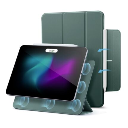 ESR 億色 優觸聰穎雙面夾 iPad Air 11 吋 (第 7 代，2025，M3) 含磁扣平板保護套, 仙人掌綠