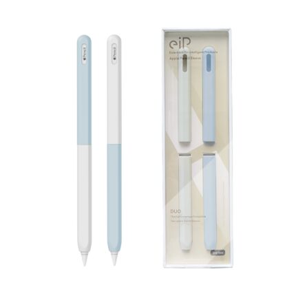 eip 兩截式超薄矽膠 Apple Pencil Pro 觸控筆筆套 - 兩入組, 藍/灰