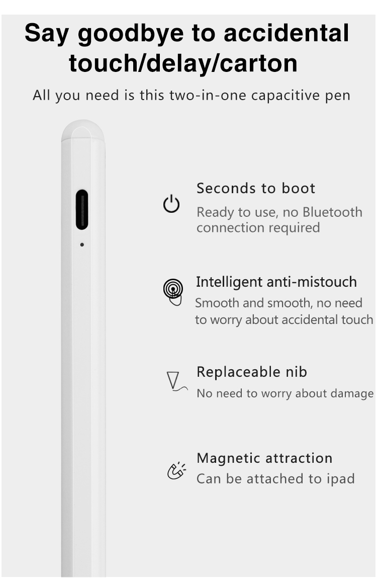 MLTIX M2 平板手機萬用觸控筆 - 支援 2010 ~ 2022 年間的 iPad (不含 iPad 10) / Tab A 系列, 白