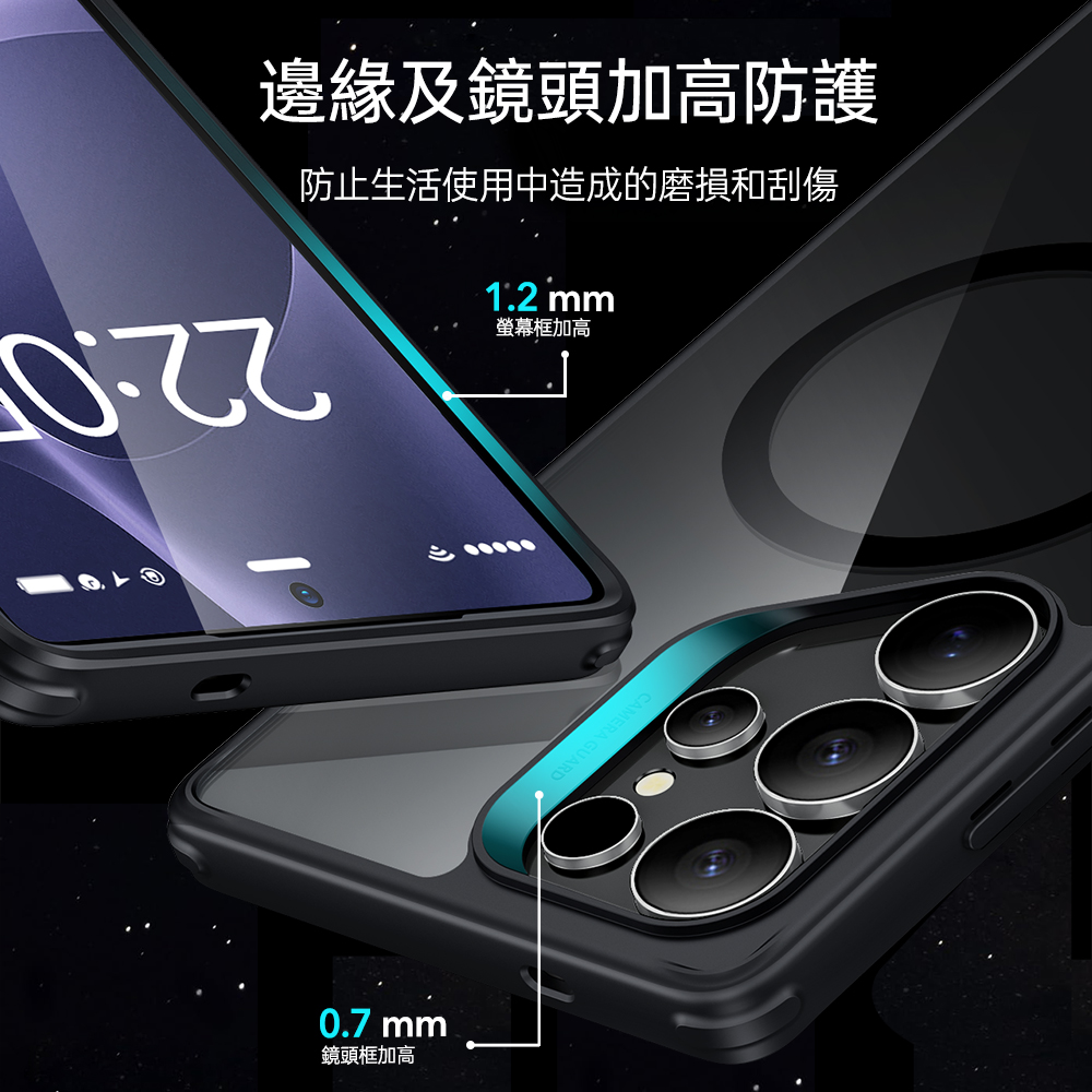 ESR 億色 巧匯系列 Galaxy S25 Ultra 6.9 吋 (2025) 磁電空間磁吸手機殼, 黑邊剔透白