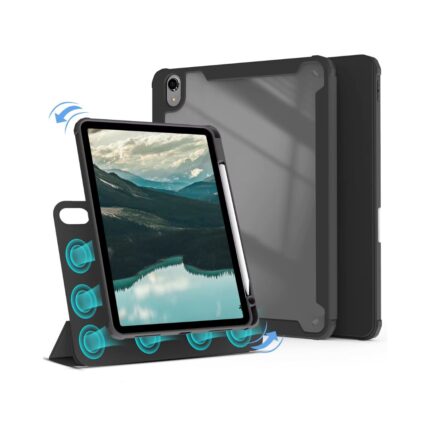 MLTIX 磁吸可拆式 iPad mini 8.3 吋 (第 7 代，2024，A17 Pro) 含筆槽磁扣透明背蓋保護套, 黑