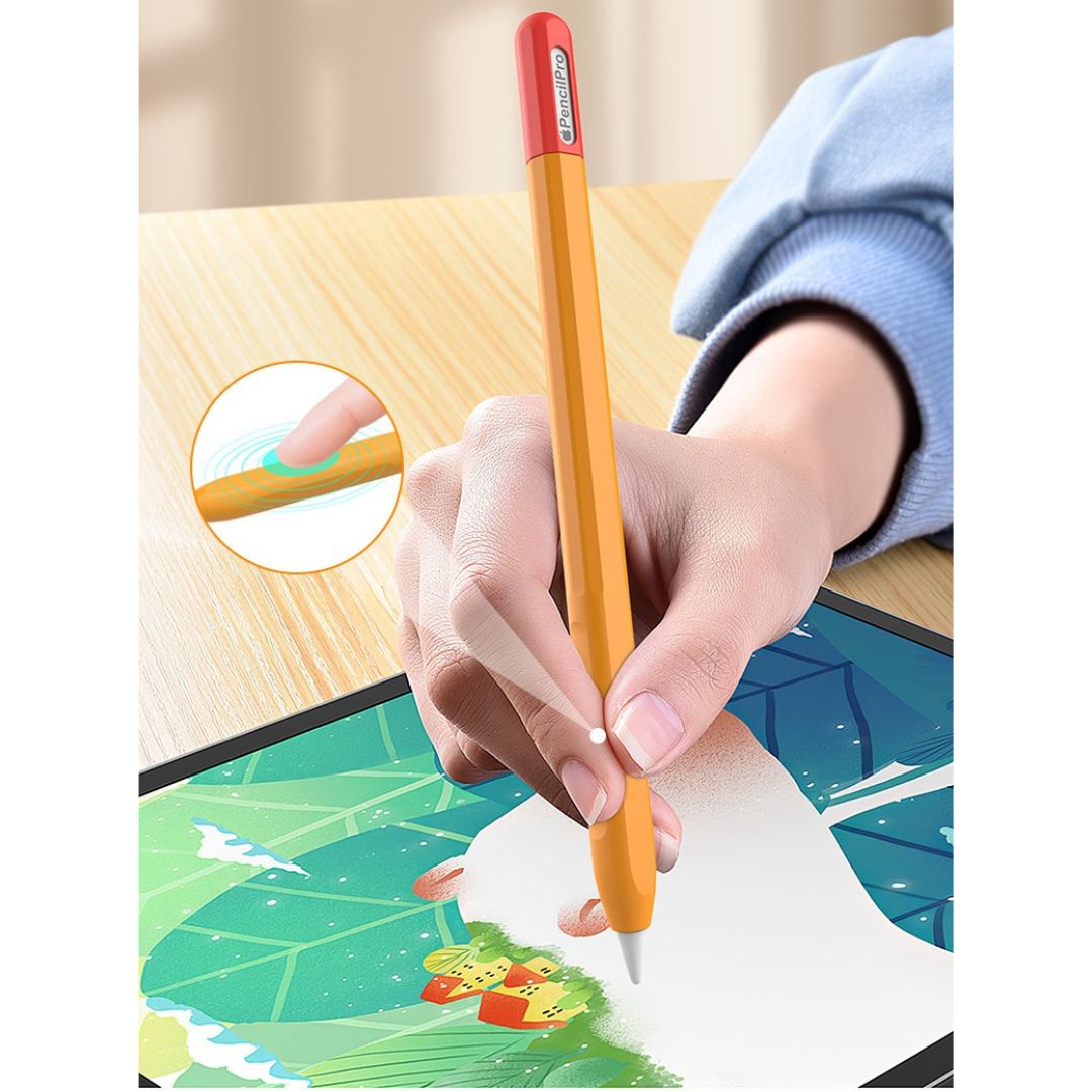 MLTIX 混色系列 Apple Pencil 1代 超薄矽膠筆套, 橘/紅