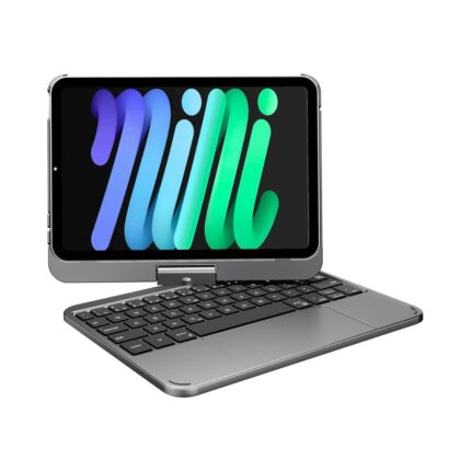 doqo 2 360 度可旋轉  iPad mini 8.3 吋 (第 7 代，2024，A17 Pro) 鍵盤保護殼 - 繁體 ( 非磁吸 ), 銀色