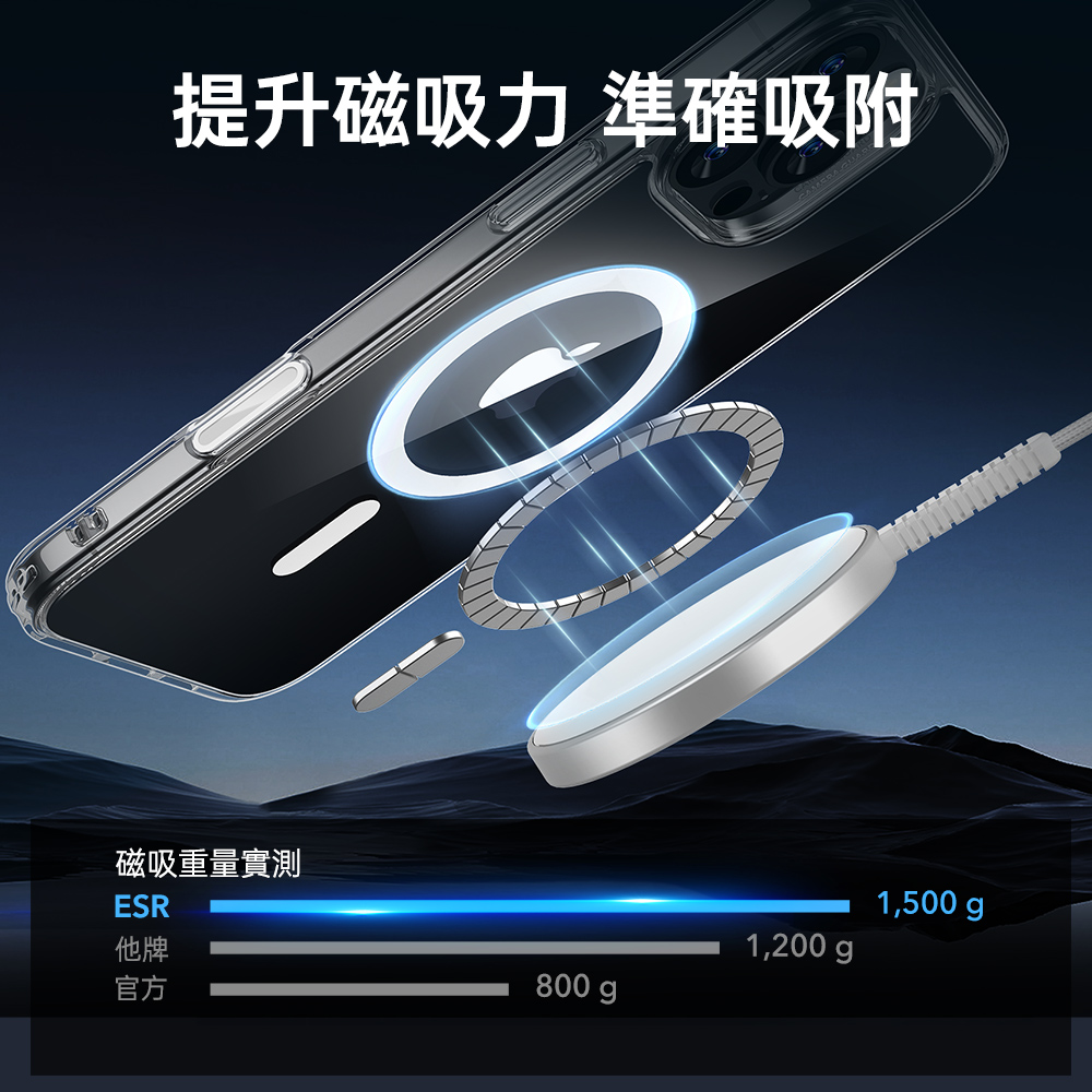 ESR 億色 巧匯系列 HaloLock 磁電空間 iPhone 16e 6.1 吋 (2025) 手機保護殼, 黑邊剔透白
