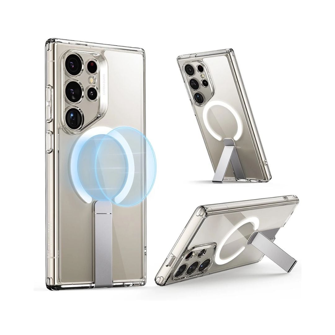 1 (5) ESR 億色 雅置系列 Galaxy S24 Ultra (6.8 吋,2024) 磁吸豎立支架軍規手機殼, 剔透白:圖片 1