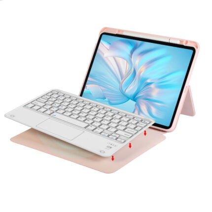 MLTIX C260 直立可拆 iPad Pro 11 吋 (第 1 代，2018) 含筆槽三合一鍵盤保護殼 - 繁體, 粉
