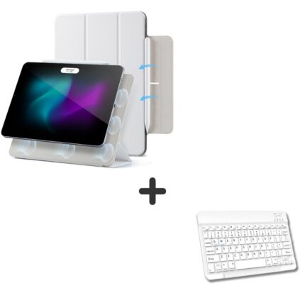 MLTIX 輕巧磁吸式 iPad Air 11 吋 (第 6 代，2024，M2) 雙面夾藍牙鍵盤組 - 繁體, 雅典白