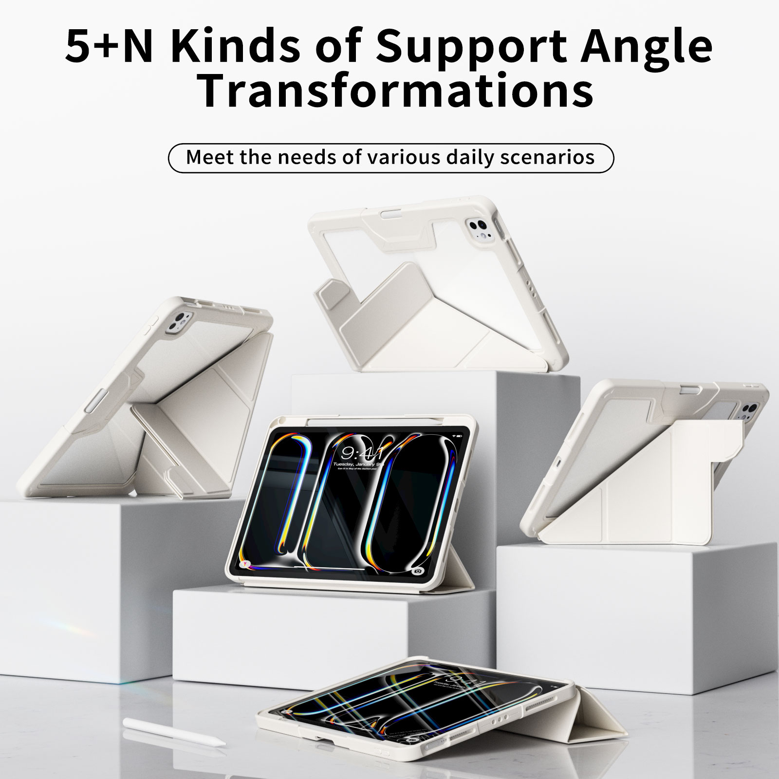 MLTIX MA-Y 可直立防摔 iPad Air 11 吋 (第 6 代,2024,M2) 抗彎透明背板保護殼, 紫