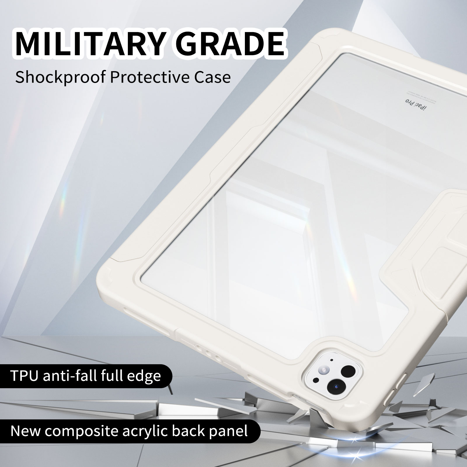 MLTIX MA-Y 可直立防摔 iPad Air 11 吋 (第 6 代,2024,M2) 抗彎透明背板保護殼, 紫