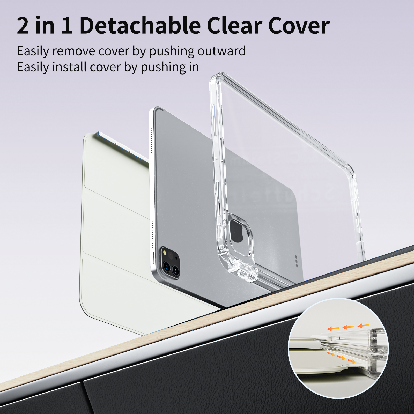 MLTIX MZH3 可拆卸插槽式 iPad Pro 13 吋 (第 7 代,2024,M4) 含筆槽透明被蓋保護殼, 淺綠色
