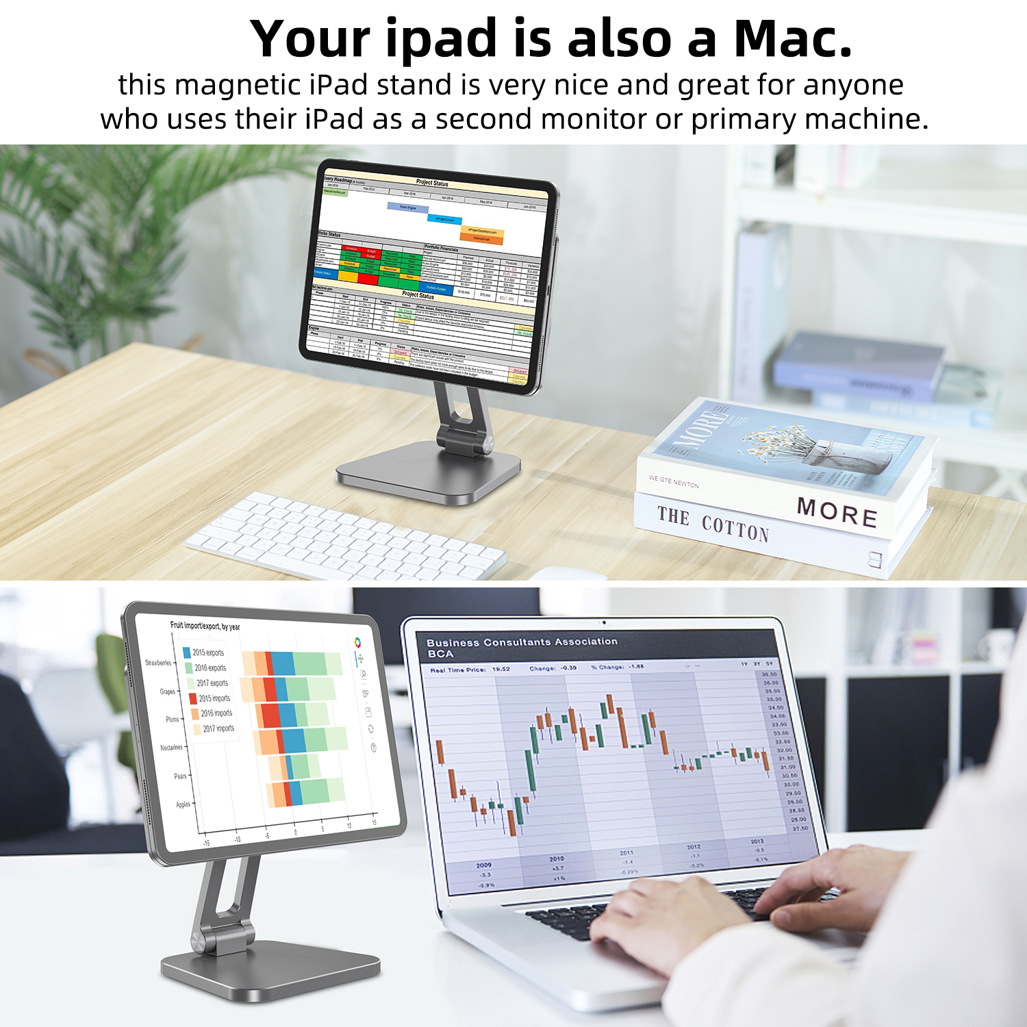 MLTIX M04 磁吸式 iPad Air 10.9 吋 (第 4 代,2020) 可折疊桌面支架, 銀色