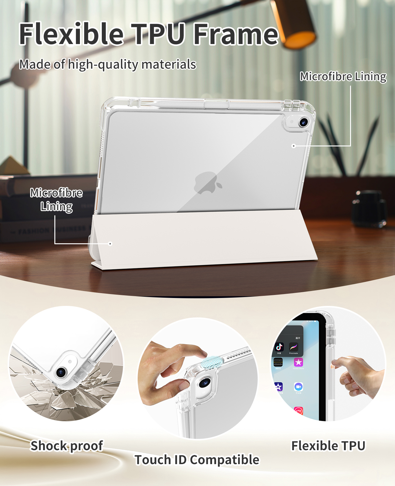 MLTIX MZH3 可拆卸插槽式 iPad Pro 13 吋 (第 7 代,2024,M4) 含筆槽透明被蓋保護殼, 淺綠色